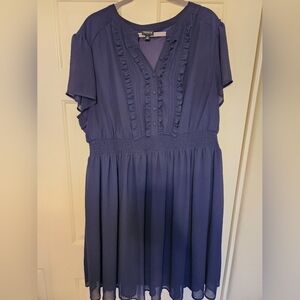 Flutter Sleeve Cinched Waist TORRID Blue Dress